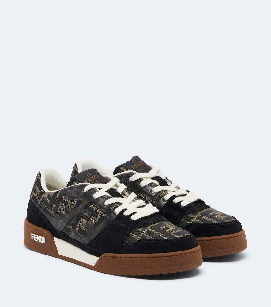 Black Fendi Fendi Match jacquard suede-trimmed sneakers - Low-Top Sneakers