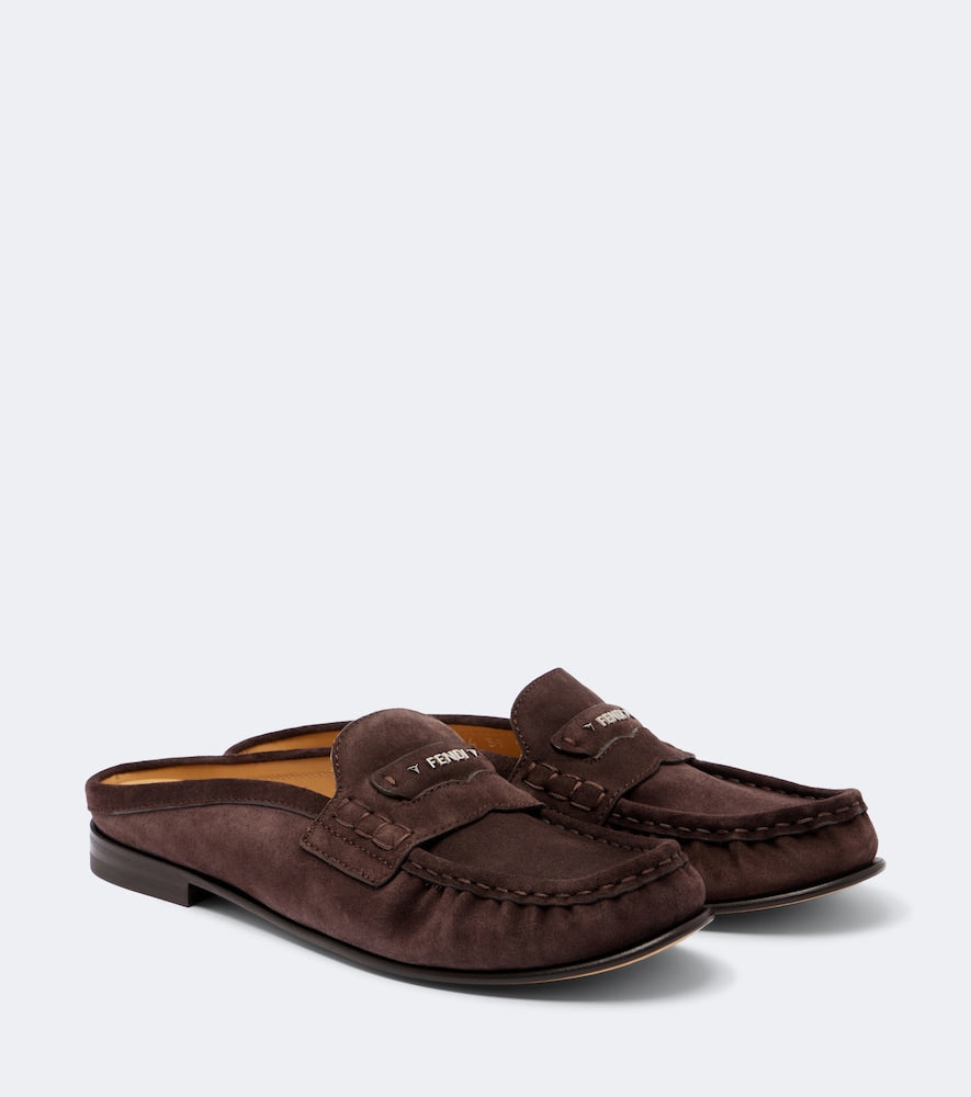 Fendi Fendi Scrunch suede mules in Brown - Loafers