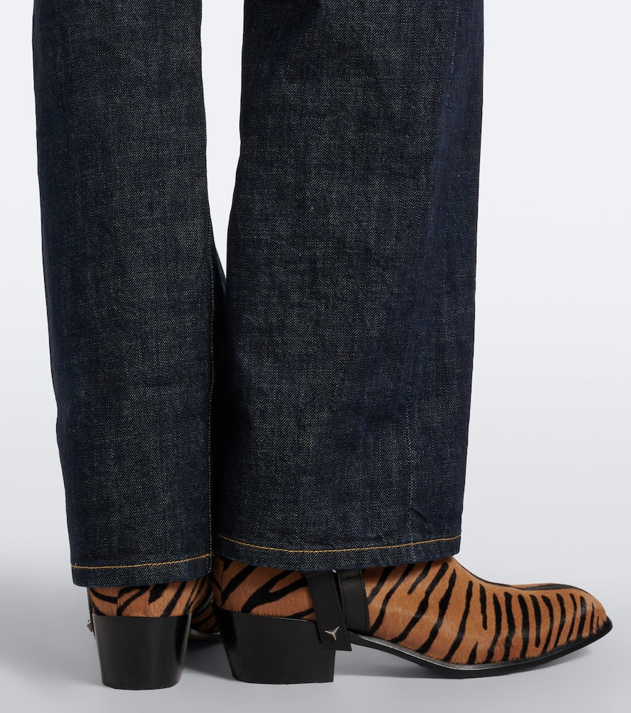 Fendi Printed calf hair mid-calf boots (Brown) - Mid Heels