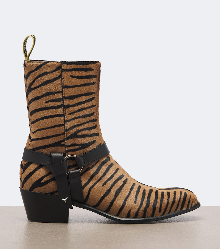 Fendi Printed calf hair mid-calf boots (Brown) - Mid Heels