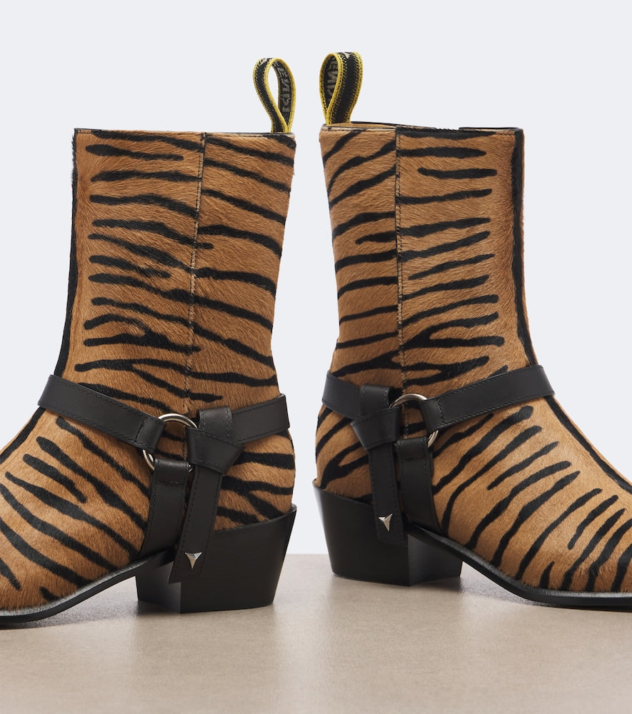 Fendi Printed calf hair mid-calf boots (Brown) - Mid Heels