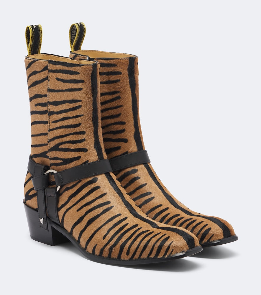Fendi Printed calf hair mid-calf boots (Brown) - Mid Heels