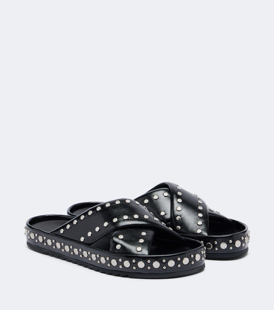 Fendi Studded leather slides - Black Flat Sandals
