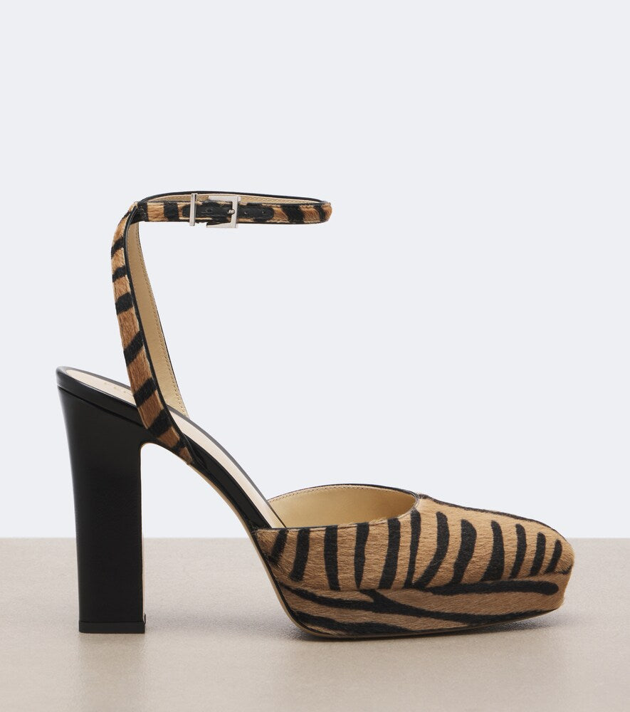 Brown Fendi Tiger-print calf hair platform pumps - High-Heel Pumps