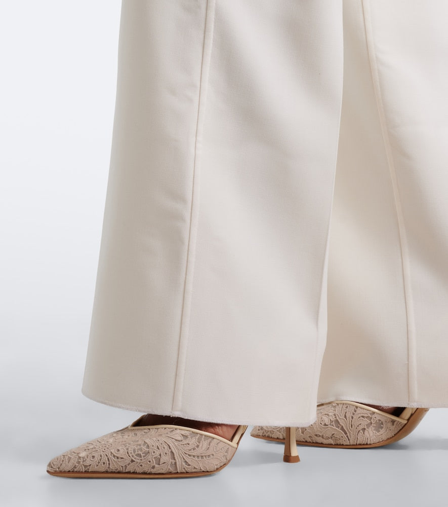 White Fendi Very Colibri floral lace slingback pumps - High-Heel Pumps