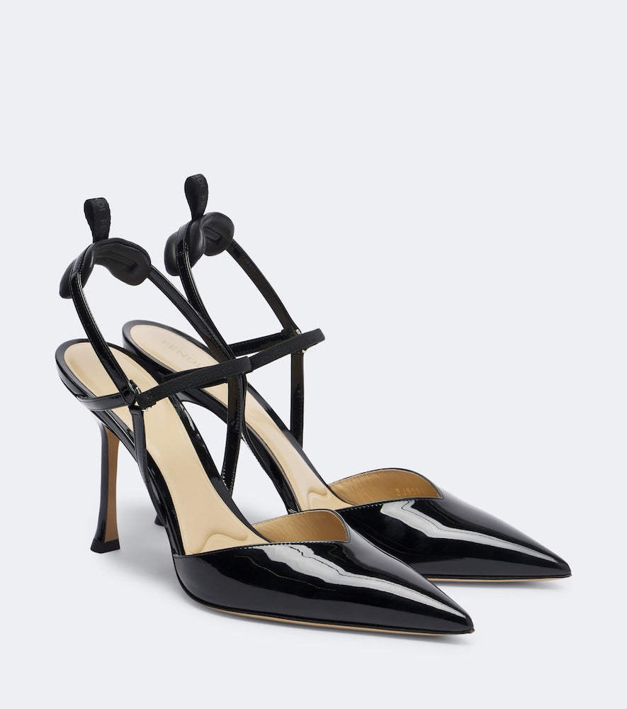 Fendi Very Colibri leather slingback pumps (Black) - Mid Heel Pumps