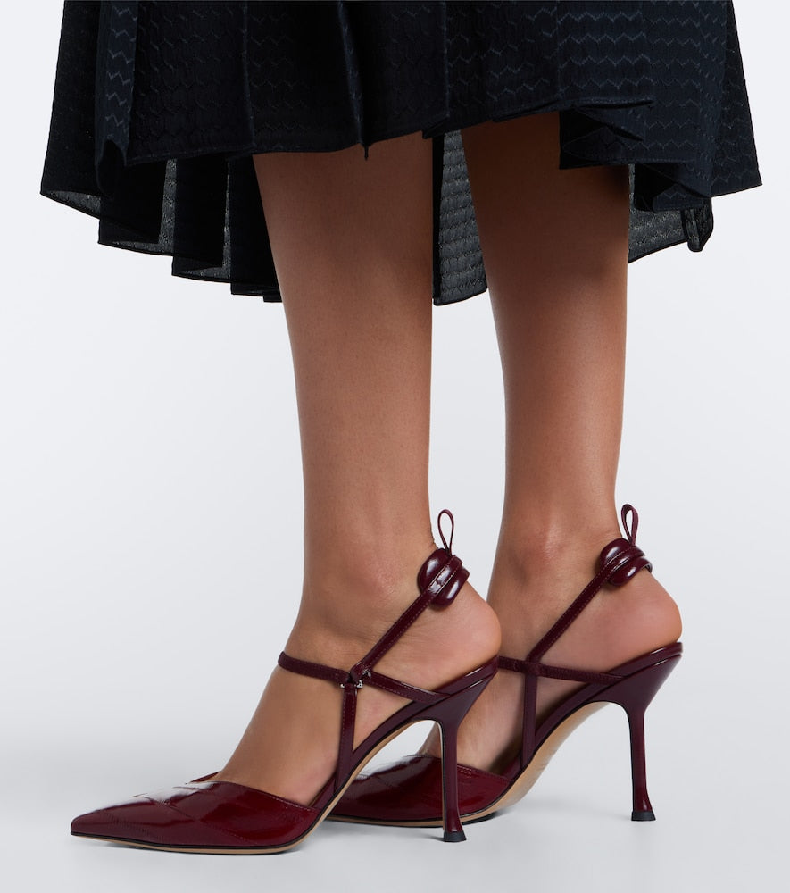 Burgundy Fendi Very Colibri leather slingback pumps - High-Heel Pumps