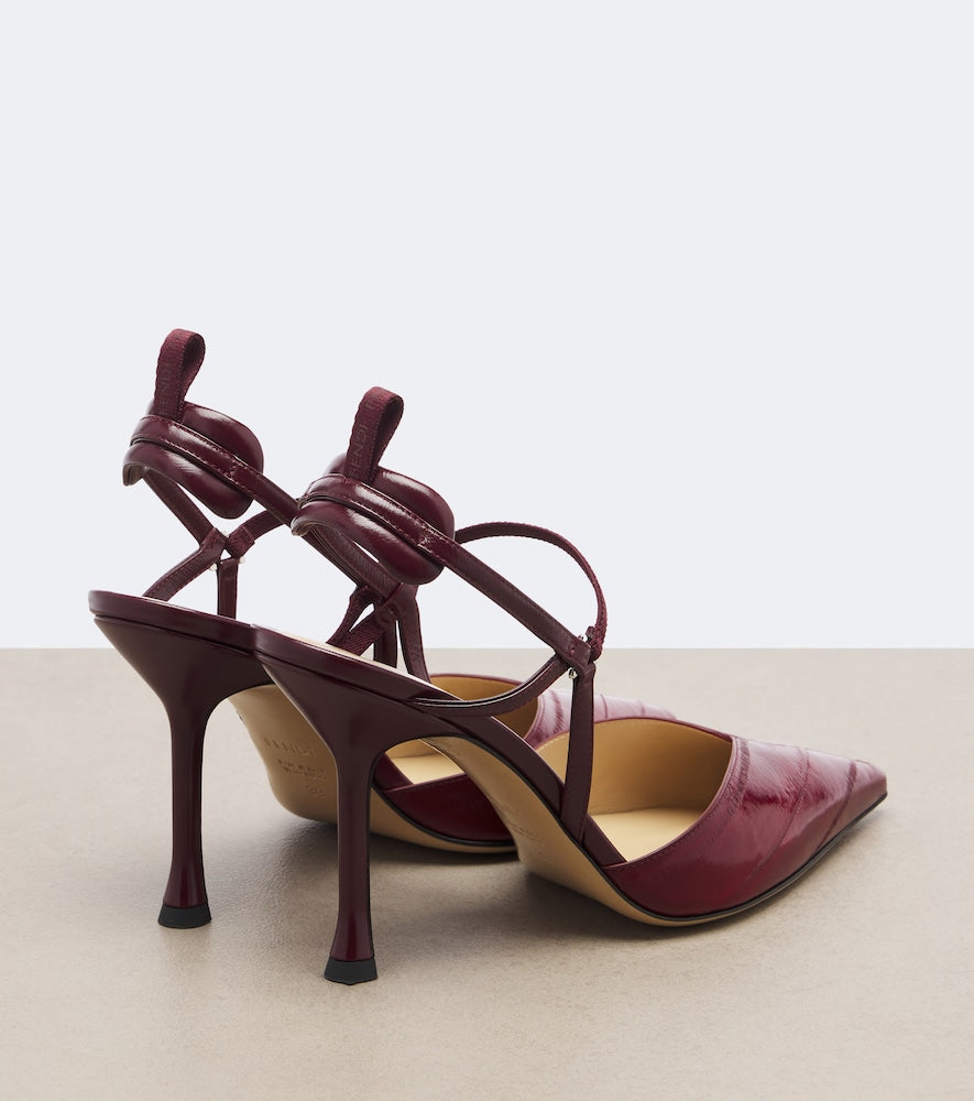 Burgundy Fendi Very Colibri leather slingback pumps - High-Heel Pumps