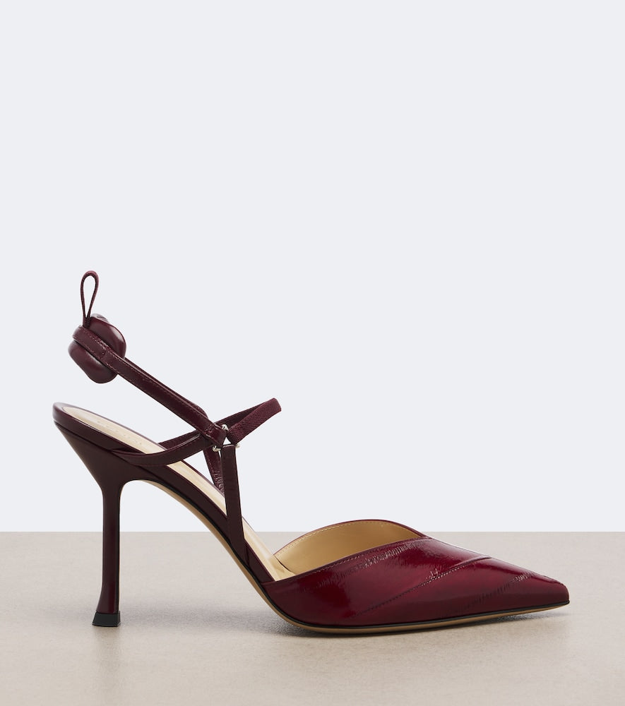 Burgundy Fendi Very Colibri leather slingback pumps - High-Heel Pumps