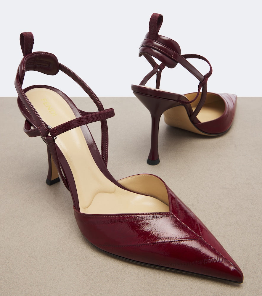 Burgundy Fendi Very Colibri leather slingback pumps - High-Heel Pumps