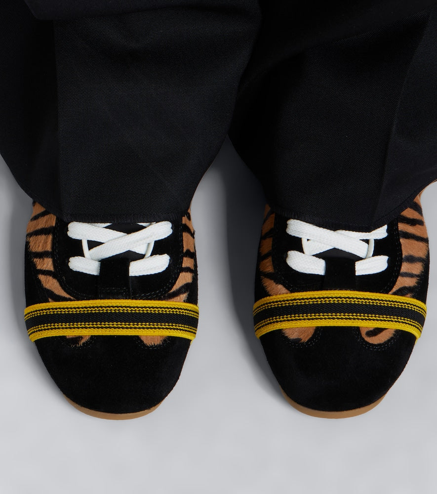 Fendi Wrap suede-trimmed calf hair sneakers in Brown - Low-Top Sneakers