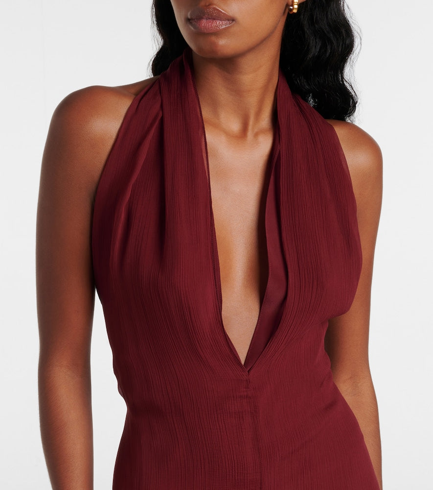 Ferragamo Asymmetric silk georgette minidress