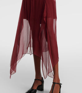 Ferragamo Asymmetric silk georgette minidress
