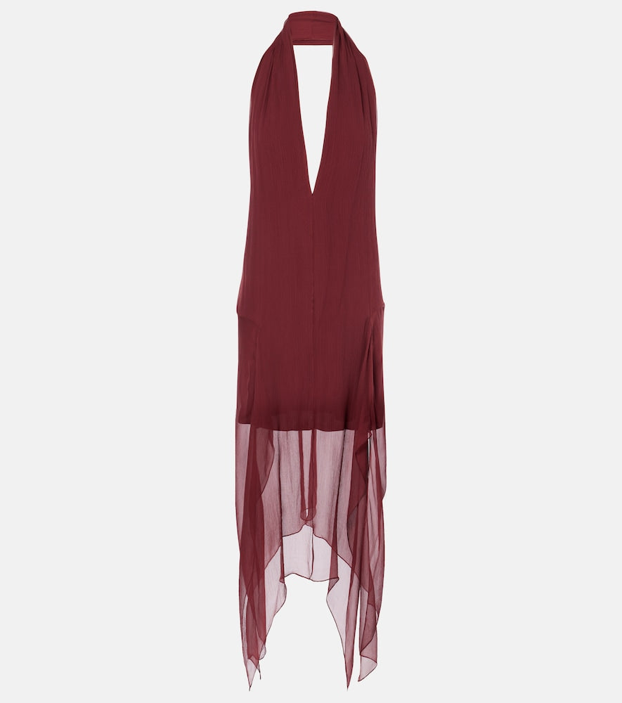Ferragamo Asymmetric silk georgette minidress. 菲拉格慕不对称真丝乔其纱迷你连衣裙