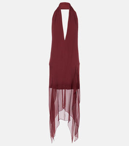 Ferragamo Asymmetric silk georgette minidress
