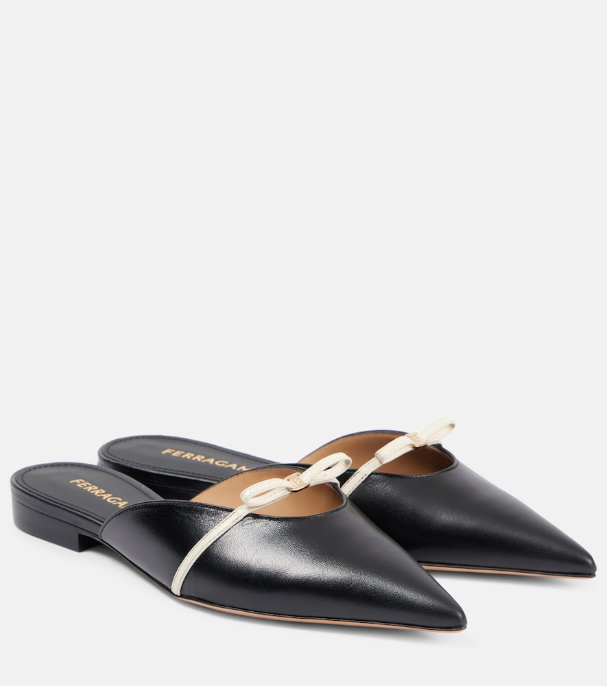 Ferragamo Bow-detail leather mules