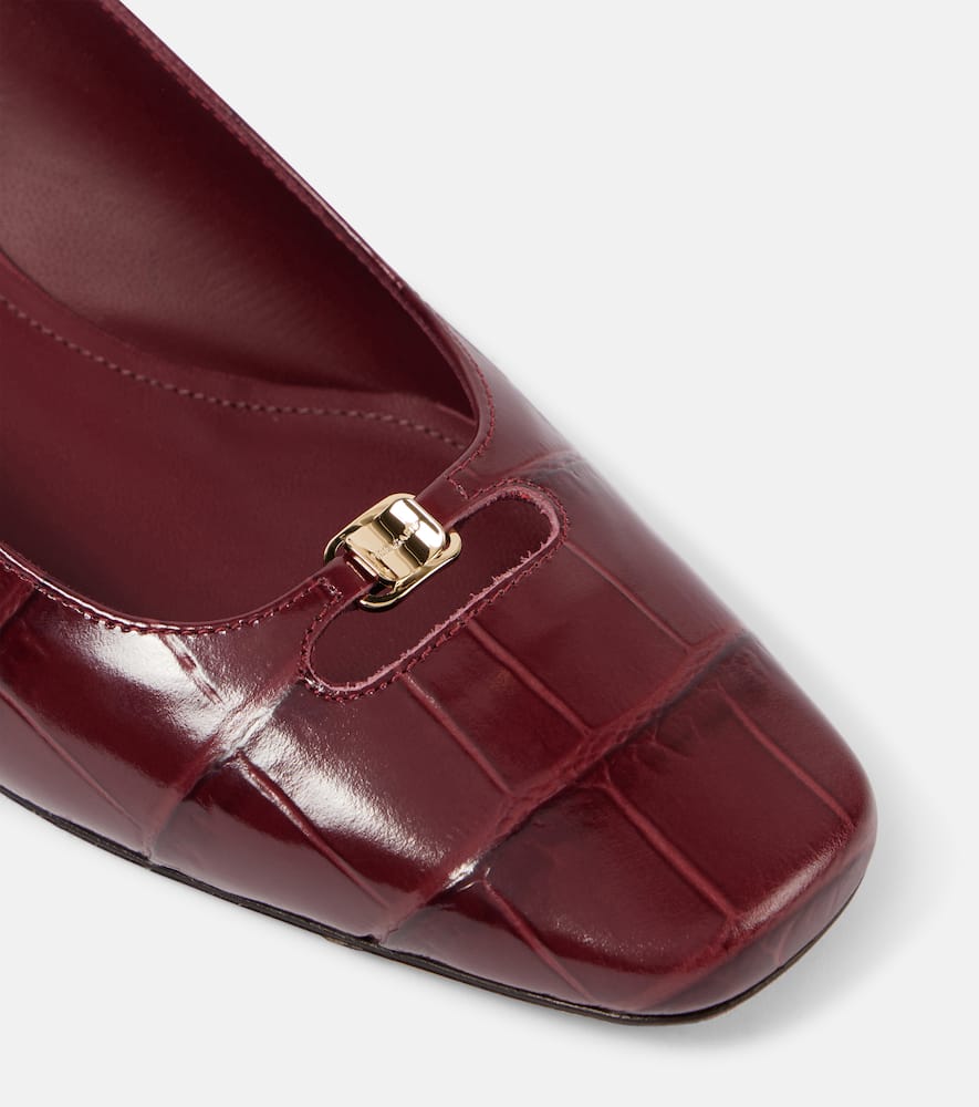 Ferragamo Croc-effect leather slingback pumps