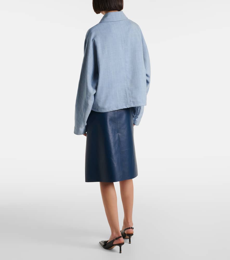 Ferragamo Cropped wool, silk, and linen blouson