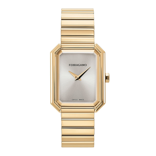 Ferragamo Crystal Gold-Tone Stainless Steel Bracelet Watch 26.5x33.5mm - SFS800424
