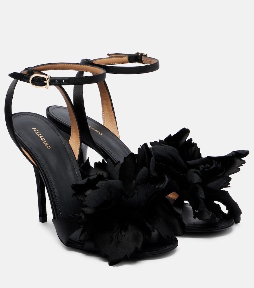 Ferragamo Ghilly 95 floral-applique satin sandals