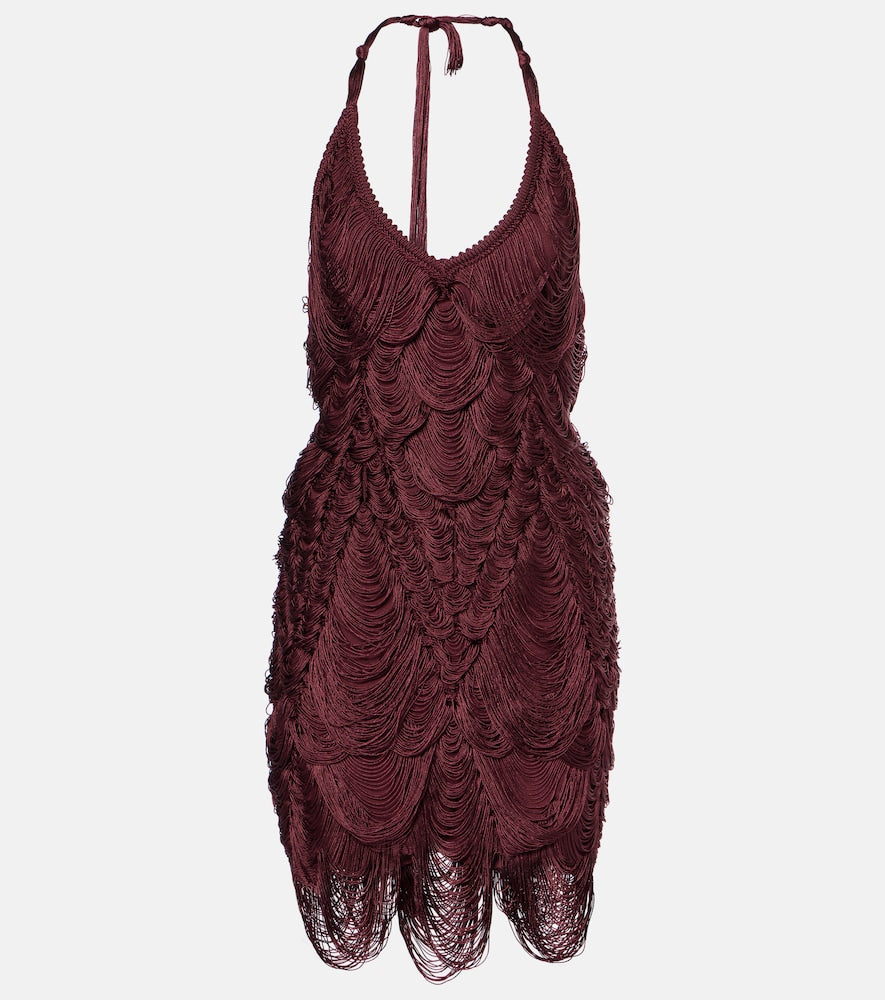 Ferragamo Halterneck silk-blend minidress. Ferragamo 挂脖真丝混纺迷你连衣裙