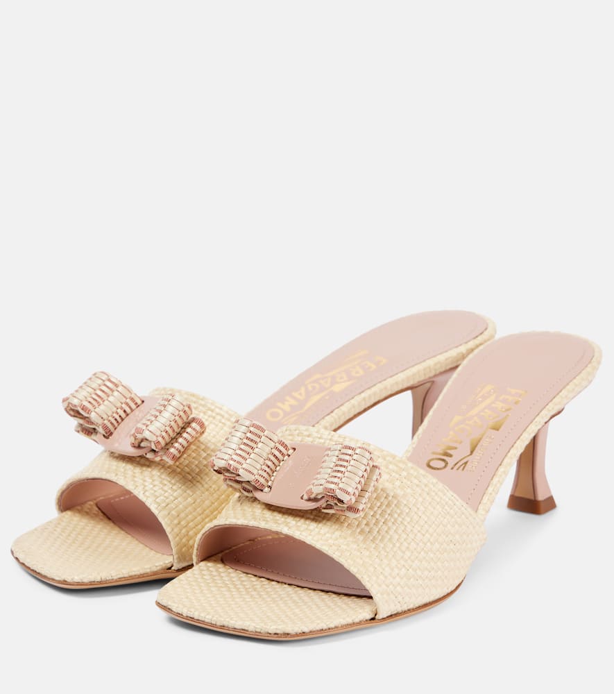 Ferragamo Isaura 55 raffia-effect mules