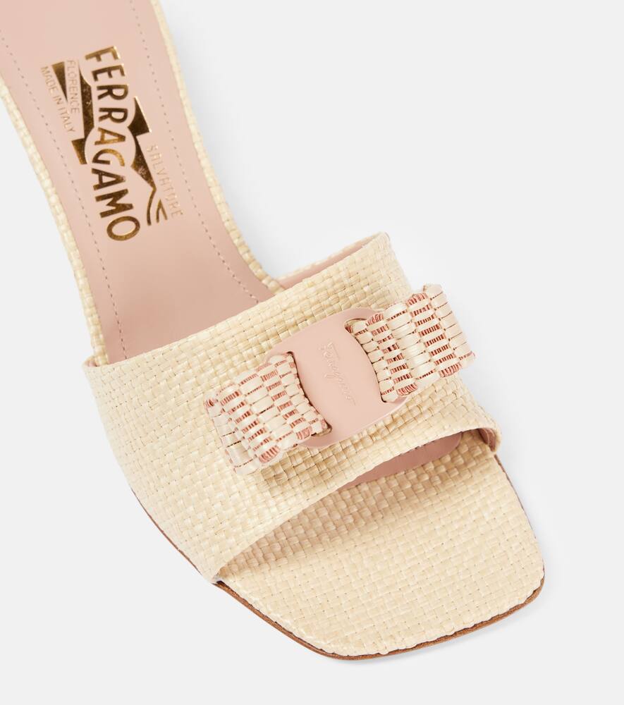 Ferragamo Isaura 55 raffia-effect mules