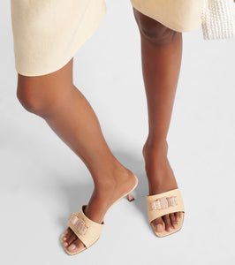 Ferragamo Isaura 55 raffia-effect mules