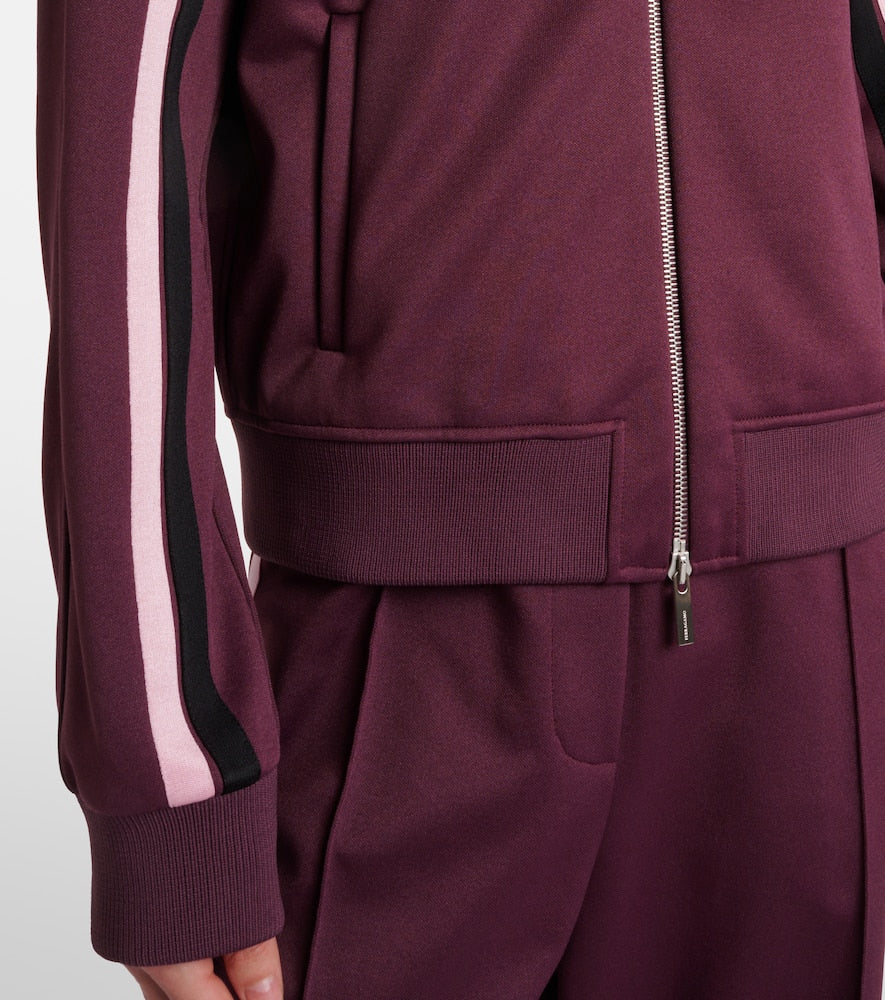 Ferragamo Logo striped jersey track jacket