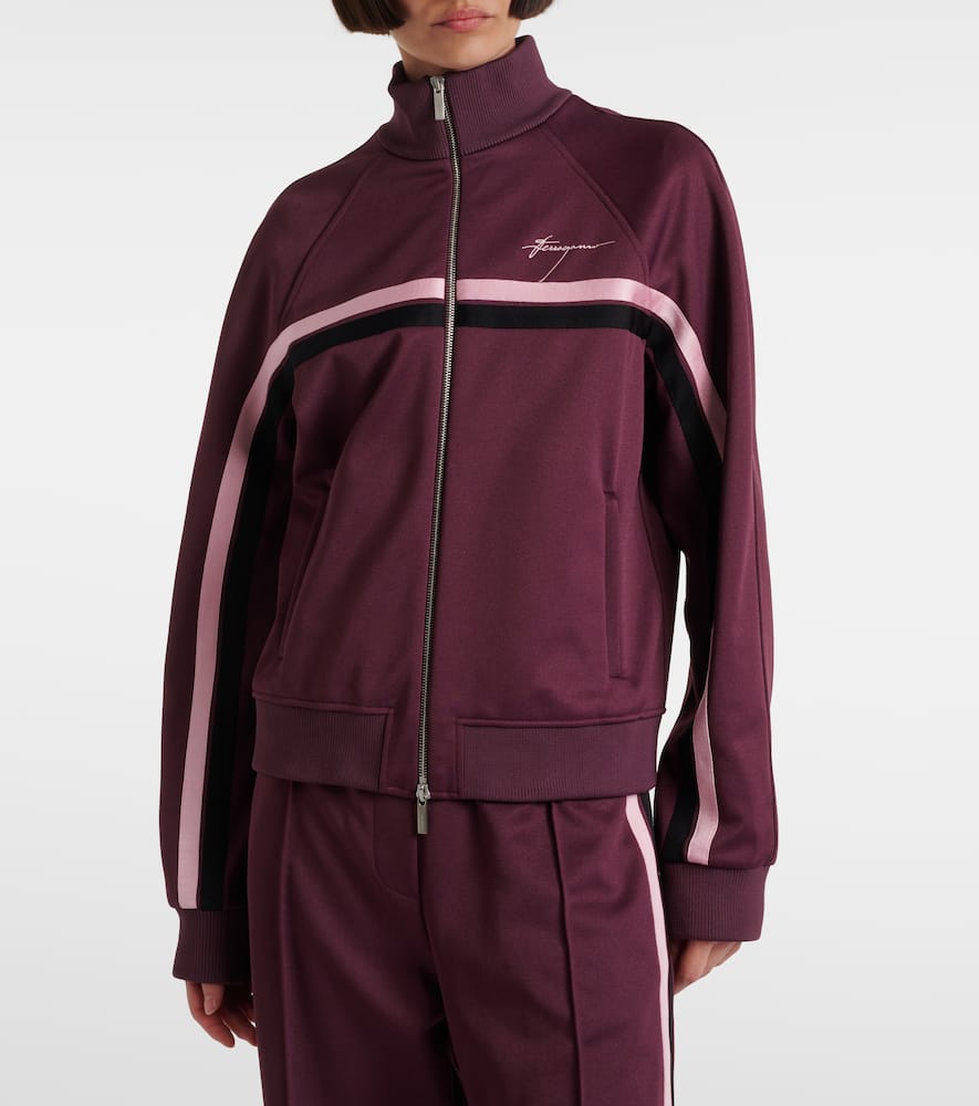 Ferragamo Logo striped jersey track jacket