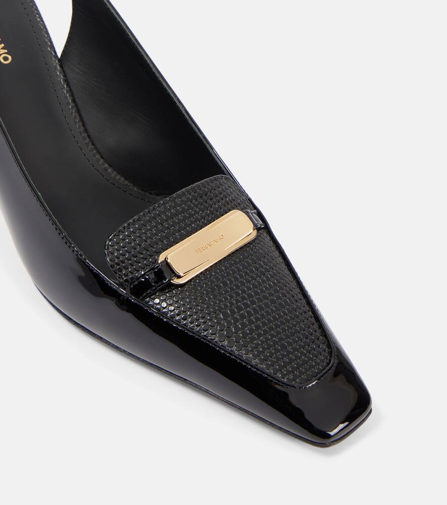 Ferragamo Patent leather slingback pumps