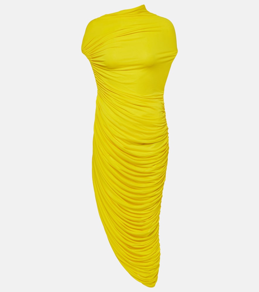 Ferragamo Ruched jersey midi dress. Ferragamo 褶饰平纹针织中长连衣裙