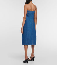 Ferragamo Strapless denim midi dress