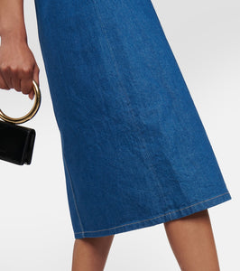 Ferragamo Strapless denim midi dress