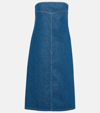 Ferragamo Strapless denim midi dress