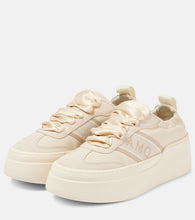 Ferragamo Suede-trimmed leather platform sneakers