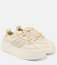 Ferragamo Suede-trimmed leather platform sneakers