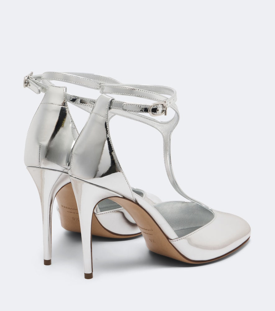 Ferragamo Tildea metallic leather slingback pumps