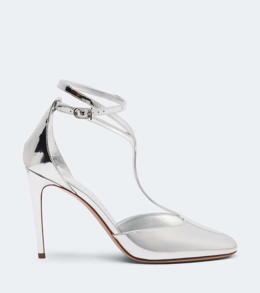 Ferragamo Tildea metallic leather slingback pumps
