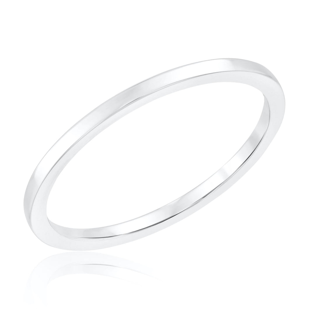 Flat Edge White Gold 1.2mm Band - Embrace Collection - Size 4