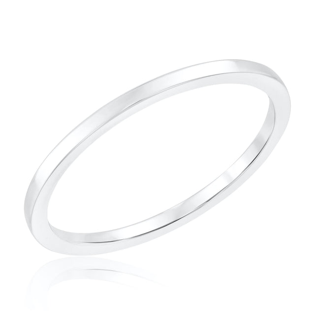 Flat Edge White Gold 1.2mm Band - Embrace Collection - Size 6