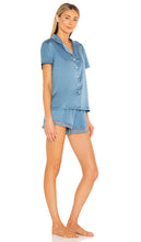 Flora Nikrooz Victoria Solid Charmeuse Notch Short Set in Blue