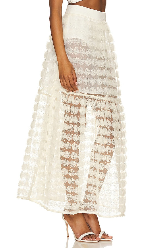 For Love & Lemons Sienna Maxi Skirt in White