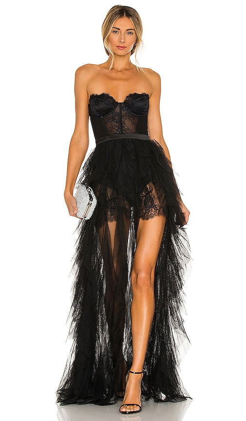 For Love & Lemons X REVOLVE Bustier Gown in Black - For Love & Lemons X REVOLVE ROBE Bustier en Noir - For Love & Lemons X REVOLVE 黑色紧身胸衣礼服 - For Love & Lemons X REVOLVE Bustierkleid in Schwarz - For Love & Lemons X REVOLVE 뷔스티에 가운블랙 색상 - Abito bustier For Love & Lemons X REVOLVE in nero