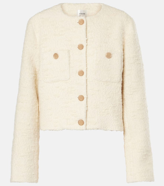 Frame Cropped cotton and wool jacket