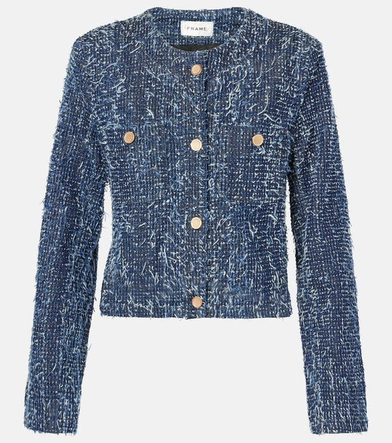 Frame Cropped denim boucl√É¬© jacket