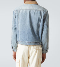 Frame Distressed suede-trimmed denim jacket