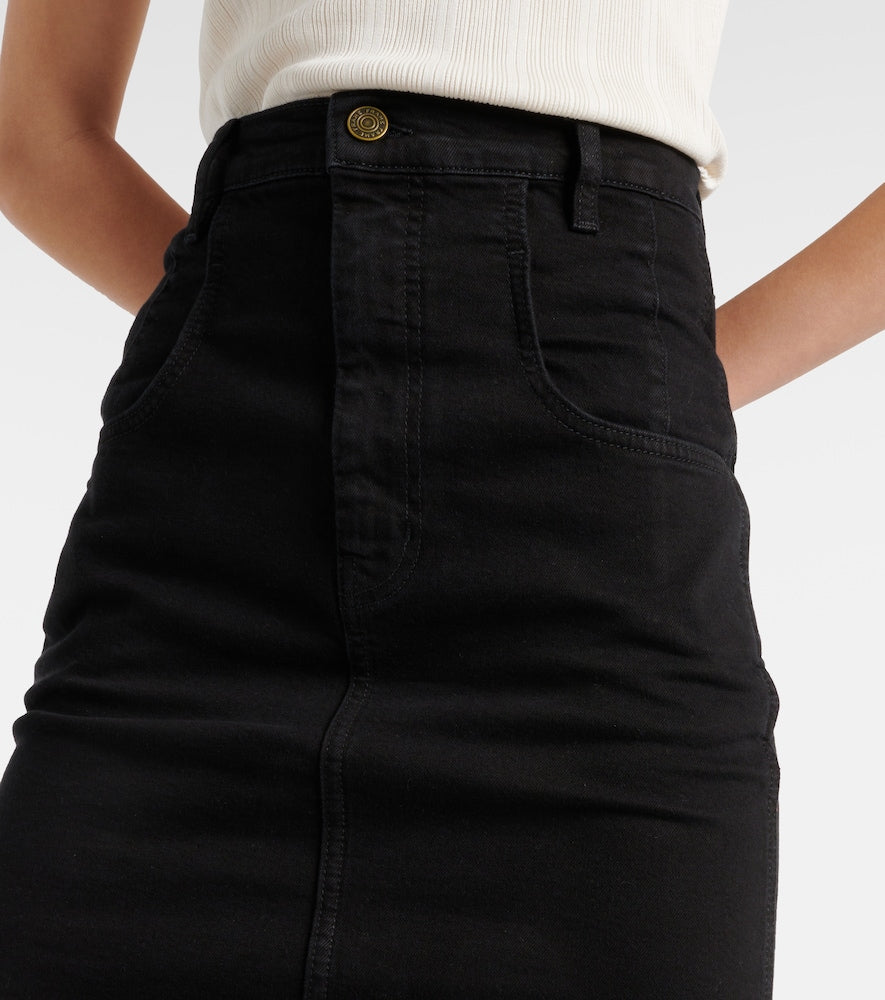 Frame The High Waisted Seamed denim midi skirt