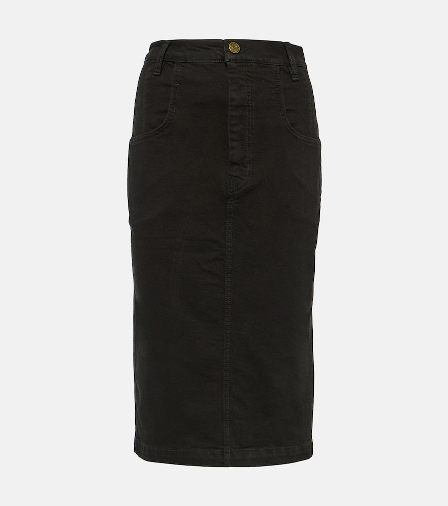 Frame The High Waisted Seamed denim midi skirt - Frame 高腰拼接牛仔中长裙