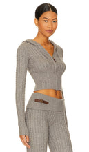 Frankies Bikinis Aimee Cable Knit Hoodie in Grey